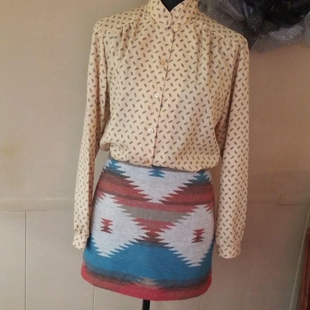 Country Western Aztec Native Blanket Mini Skirt